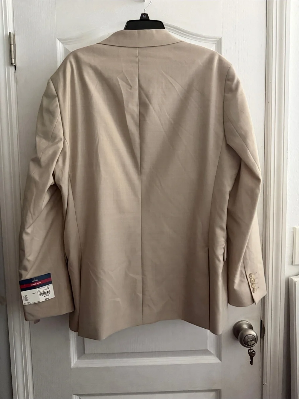 Stafford Men's Beige 2 Button Blazer 46 regular light sand slim fit suit jacket